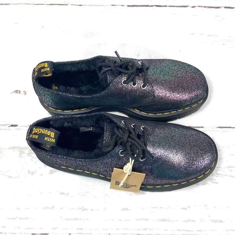 Dr Martens Shoes Women’s 10 Black 1461 Quad FL Platform Oxford‎ Glitter